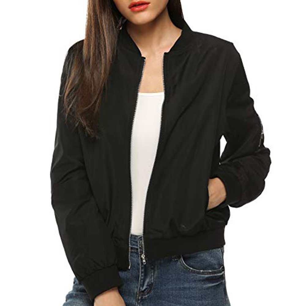 Dezsed Women's Lightweight Sportswear Jacket Casual Bomber Jacket Clearance Womens Classic Quilted Jacket Short Bomber Jacket Coat Black S